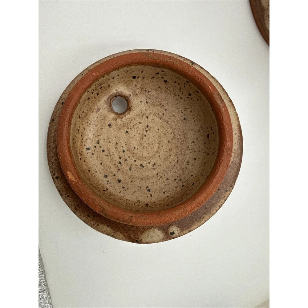 Vtg 1960's African Ceram Kloto Togo Glaze Pottery Pitcher Brown Hand Made Signed